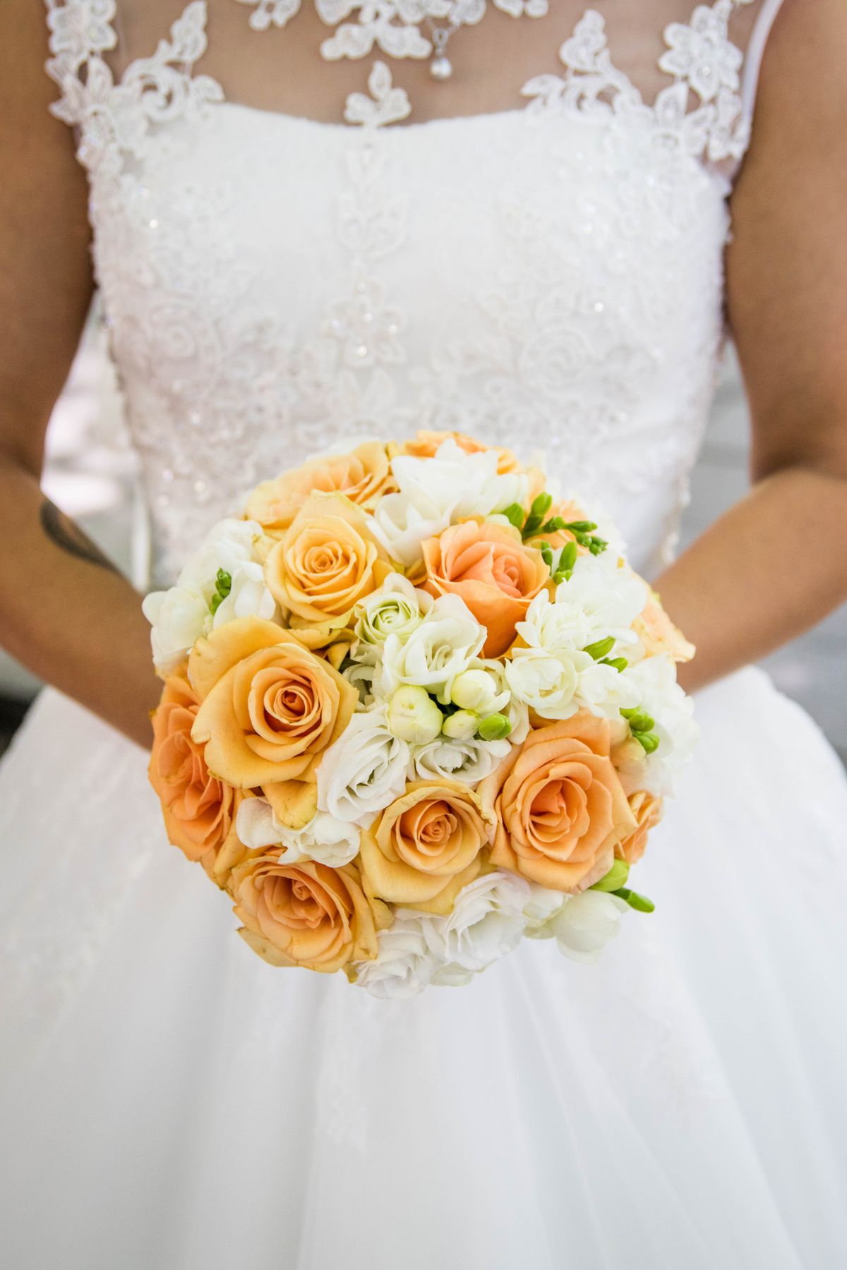 Bride holding a flower bouquet