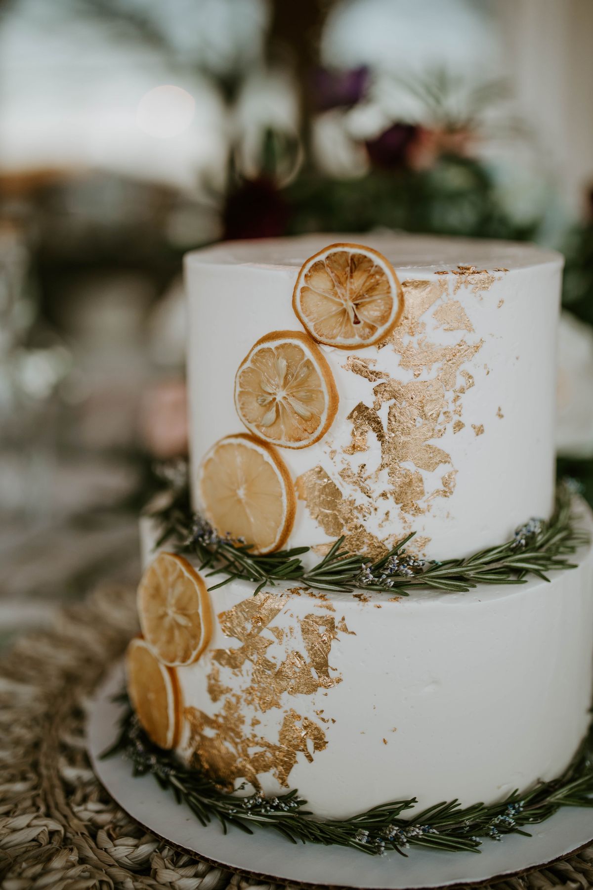 Wedding cake with rosemary and orange